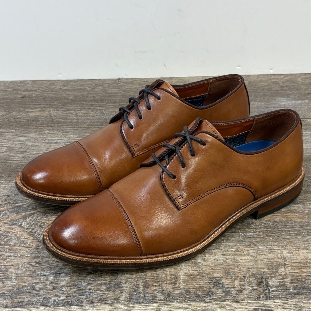 Vince Camuto VY-LAMSON Brown Leather Cap Toe Oxford Dress Shoes – Men’s 8.5